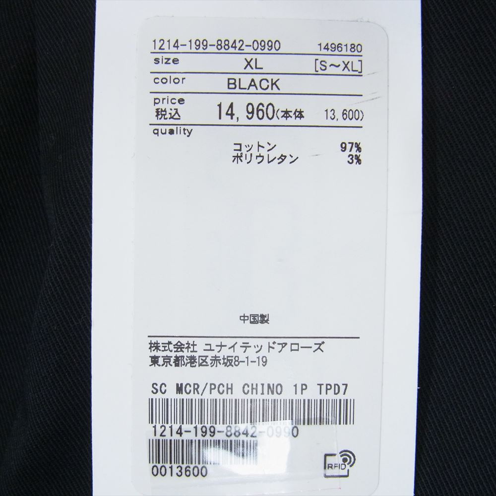 UNITED ARROWS ユナイテッドアローズ 1214-199-8842 マイクロPCH チノ 1プリーツ テーパード パンツ ブラック系 XL【中古】