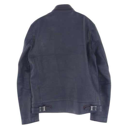 ADDICT CLOTHES アディクトクローズ 茶芯 CENTER-ZIP JACKET シングル ライダース ジャケット シープレザー 羊革  ネイビー系 36【中古】