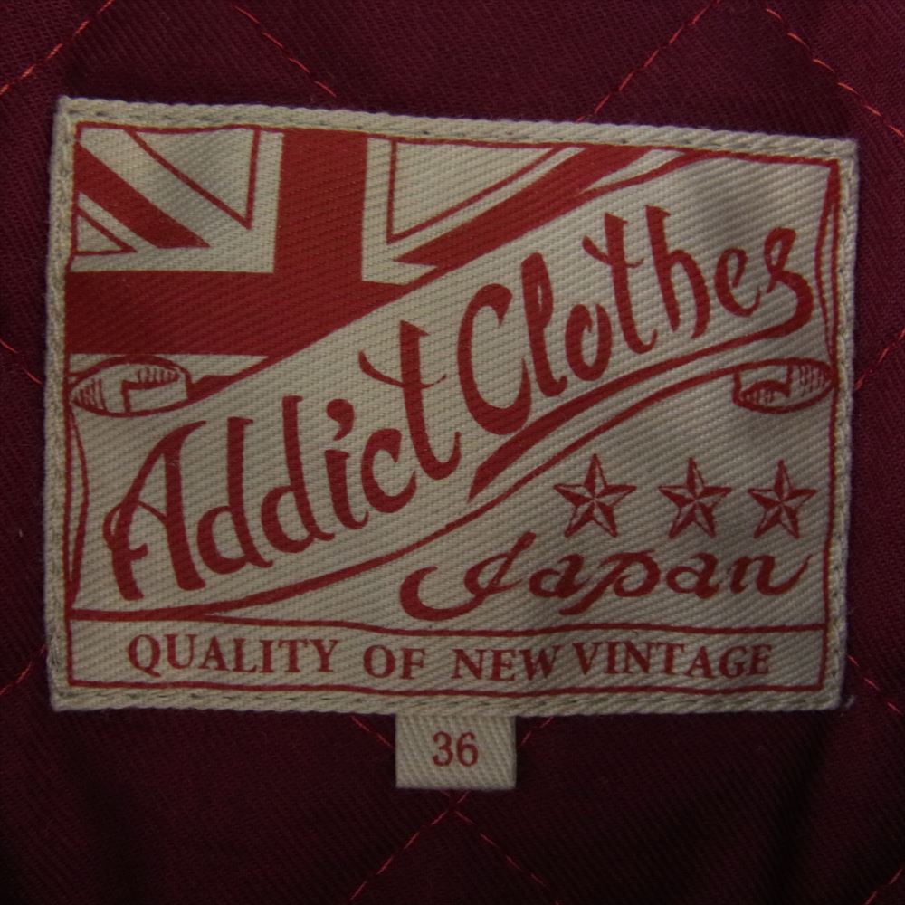 ADDICT CLOTHES アディクトクローズ 茶芯 CENTER-ZIP JACKET シングル ライダース ジャケット シープレザー 羊革  ネイビー系 36【中古】