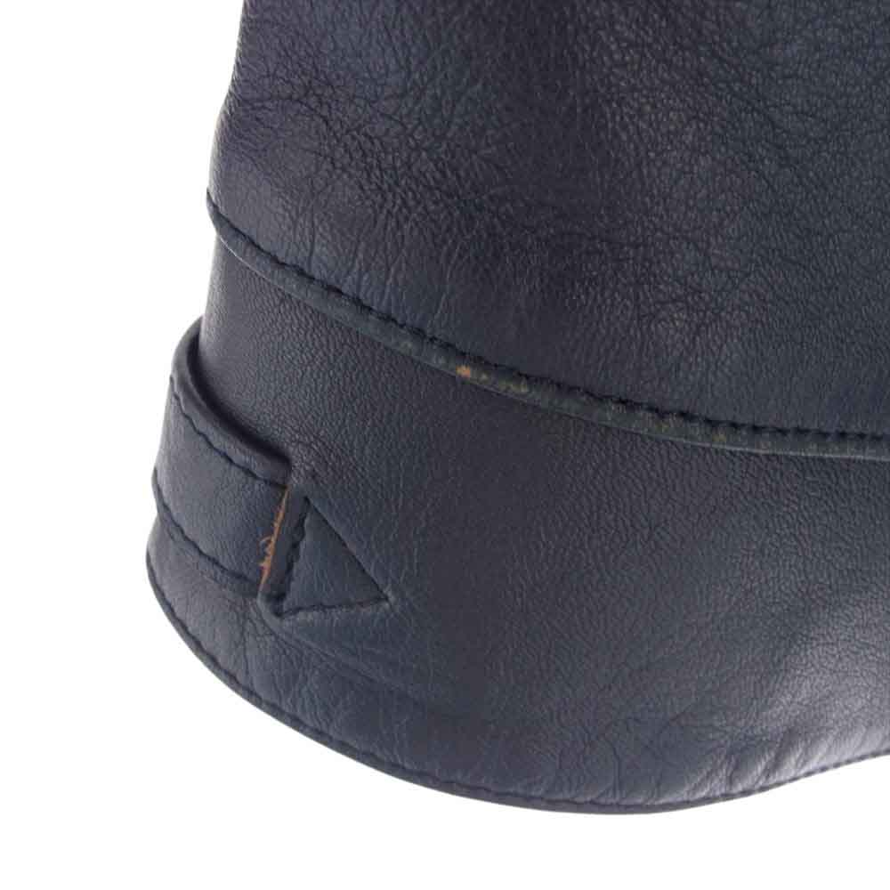 ADDICT CLOTHES アディクトクローズ 茶芯 CENTER-ZIP JACKET シングル ライダース ジャケット シープレザー 羊革  ネイビー系 36【中古】