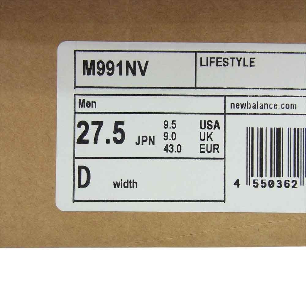 NEW BALANCE ニューバランス 英国製 M991NV スエード メッシュ ローカット スニーカー NAVY ネイビー ネイビー系 EUR43【新古品】【未使用】【中古】