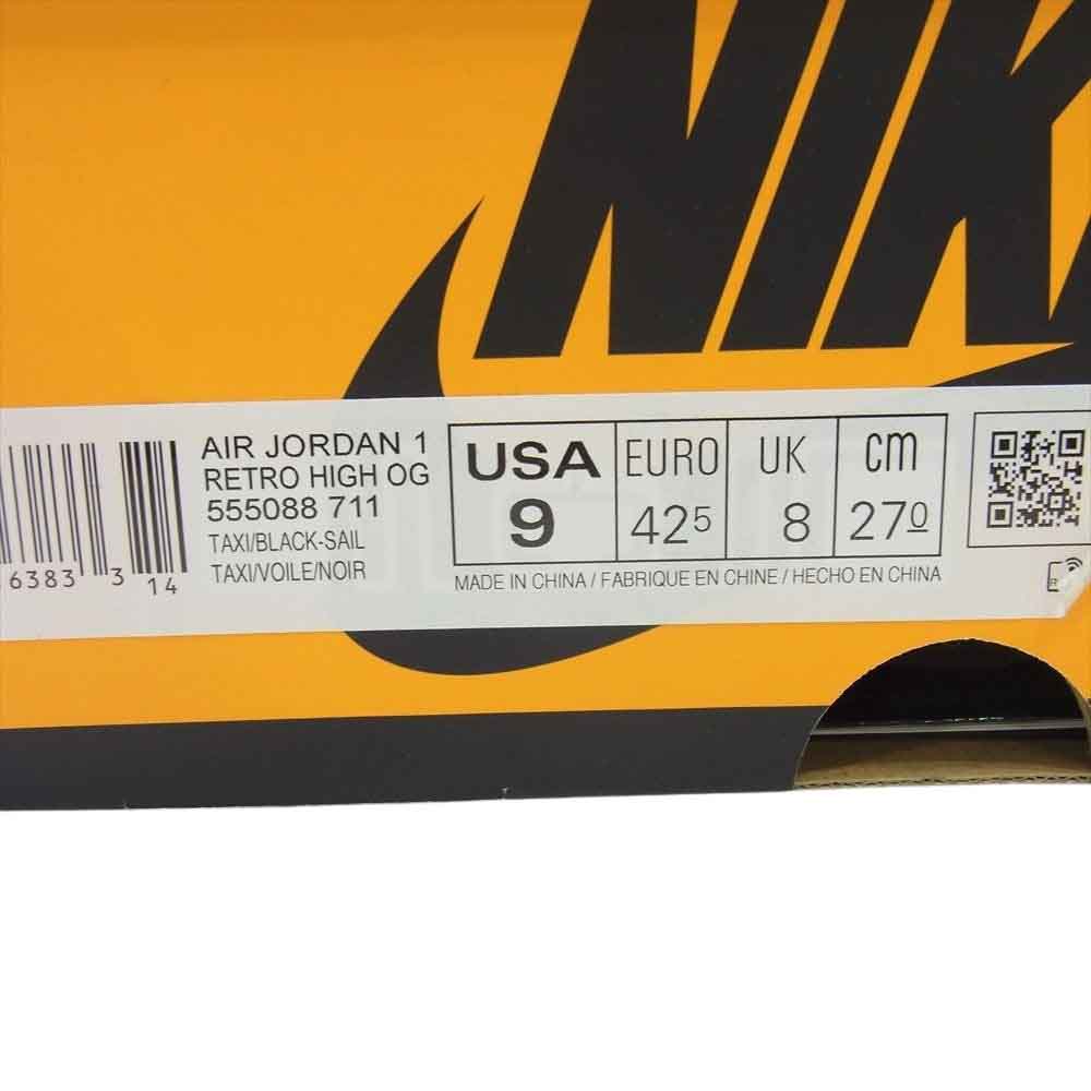 NIKE AIR JORDAN ナイキ ジョーダン 555088-711 Air Jordan 1 Retro High OG Taxi AJ1 エアジョーダン レトロ ハイ タクシー スニーカー ホワイト系 イエロー系 ブラック系 27cm【新古品】【未使用】【中古】