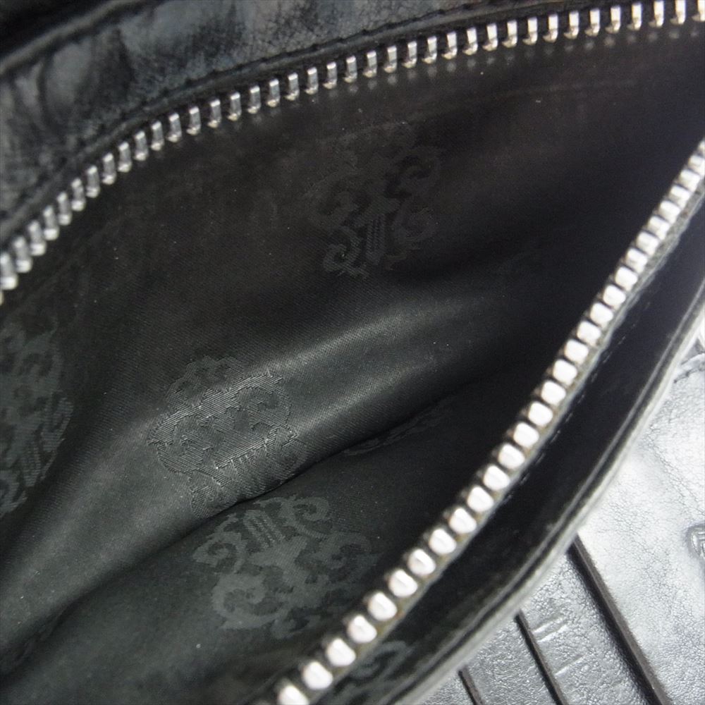 CHROME HEARTS クロムハーツ（原本無） ウェーブ ウォレット クロスボタン 長財布  ブラック系【中古】