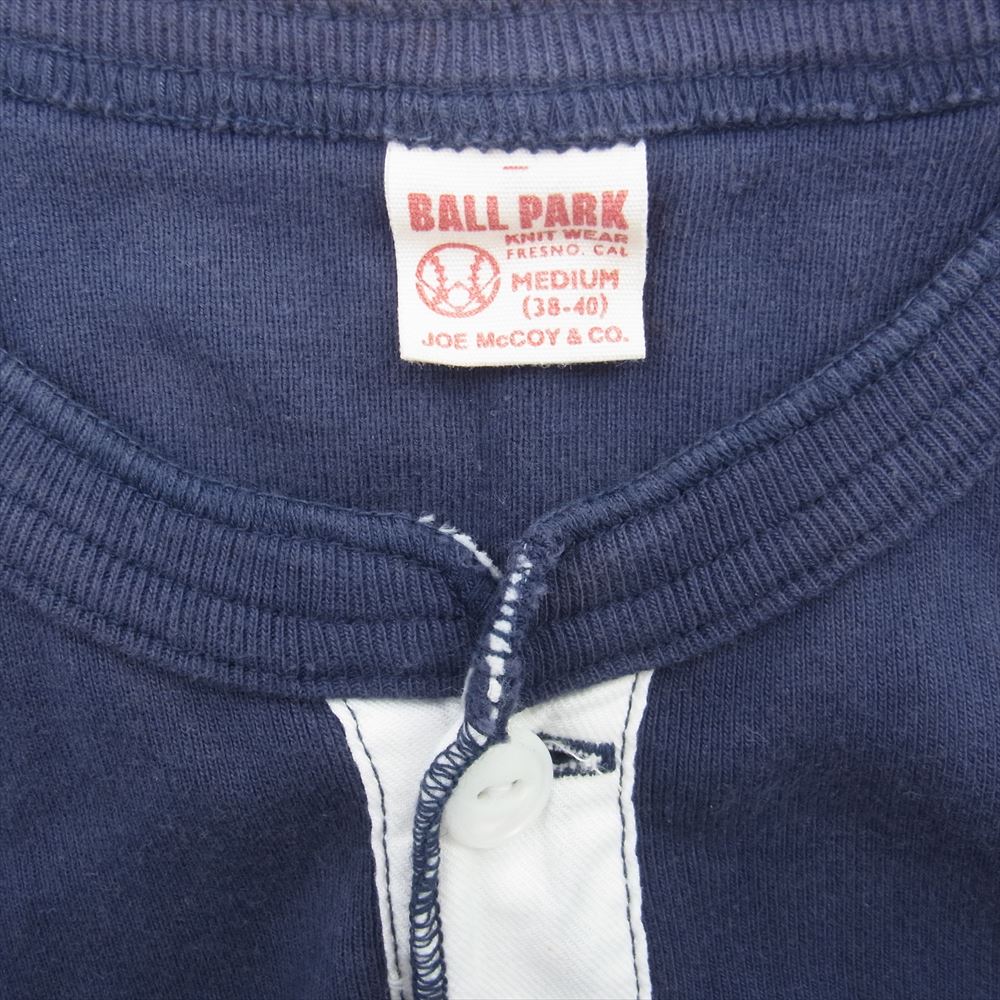 The REAL McCOY'S ザリアルマッコイズ JOE McCOY BALL PARK ヘンリーネック 長袖 Tシャツ カットソー ネイビー系 M【中古】