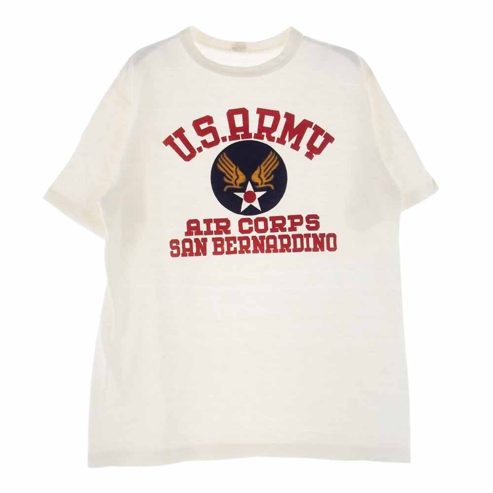 WAREHOUSE ウエアハウス U.S.ARMY AIR CORPS フロッキー プリント Tシャツ ホワイト系 M【中古】
