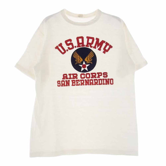 WAREHOUSE ウエアハウス U.S.ARMY AIR CORPS フロッキー プリント Tシャツ ホワイト系 M【中古】