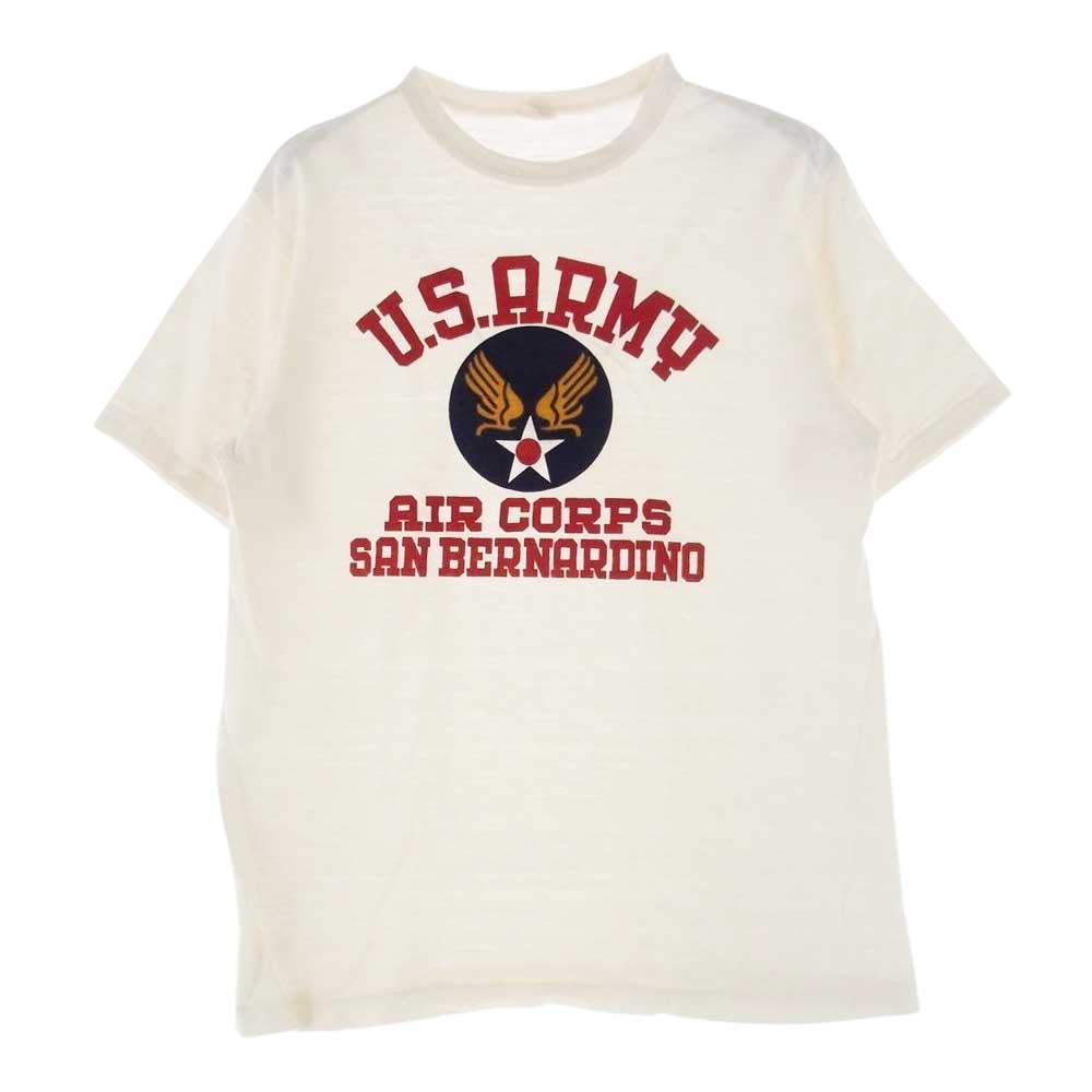 WAREHOUSE ウエアハウス U.S.ARMY AIR CORPS SAN BERNARDINO フロッキー プリント Tシャツ ホワイト系 M【中古】