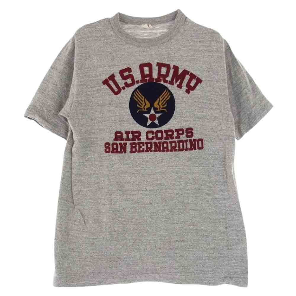 WAREHOUSE ウエアハウス U.S.ARMY AIR CORPS SAN BERNARDINO フロッキー プリント Tシャツ グレー グレー系 M【中古】