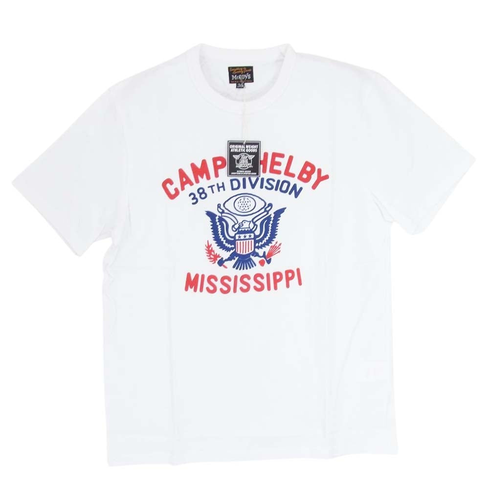 The REAL McCOY'S ザリアルマッコイズ 13 MILITARY T-SHIRT CAMP SHELBY プリント Tシャツ ホワイト系 S【新古品】【未使用】【中古】