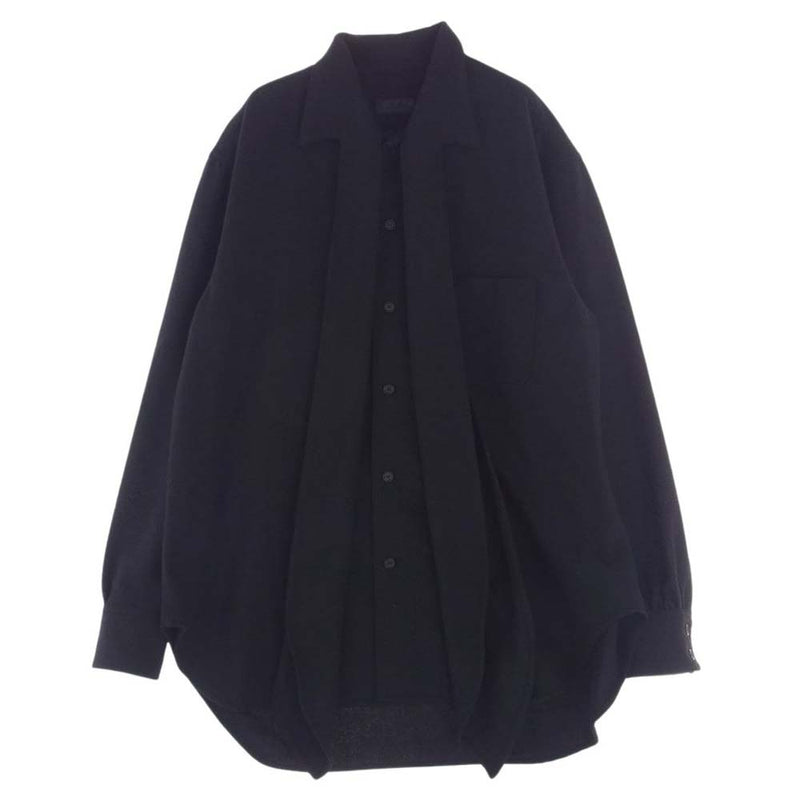 Yohji Yamamoto ヨウジヤマモト UV-B04-105 S'YTE サイト STOLE SHIRT ウール ストールカラー シャツ ブラック系 3【中古】