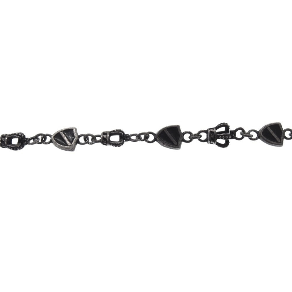 Justin Davis ジャスティンデイビス SNJ190 CROWN SHIELD LINK クラウン シールド チェーン ネックレス 50cm シルバー系【中古】