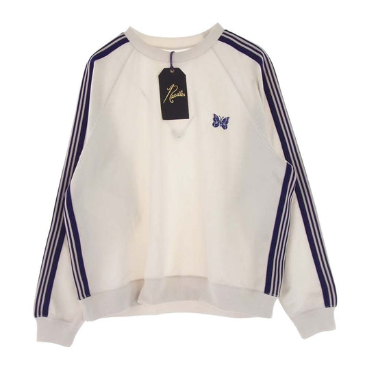 Needles ニードルス MR285 Track Crew Neck Shirt ICE WHITE トラック クルーネック シャツ アイスホワイト オフホワイト系 M【美品】【中古】