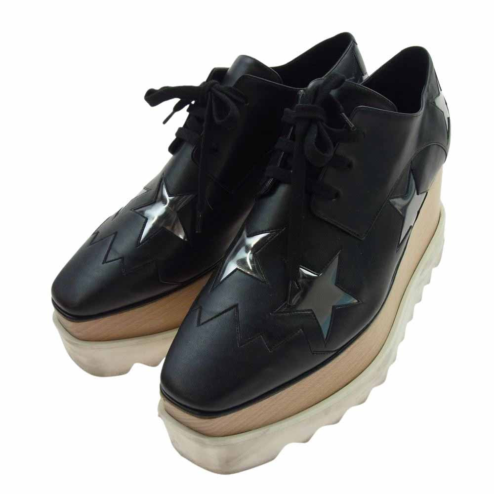 Stella McCartney ステラマッカートニー 363998 ELYSE STAR エリス 星柄  厚底 ウッドソール ローカット スニーカーシューズ ブラック系 38【中古】