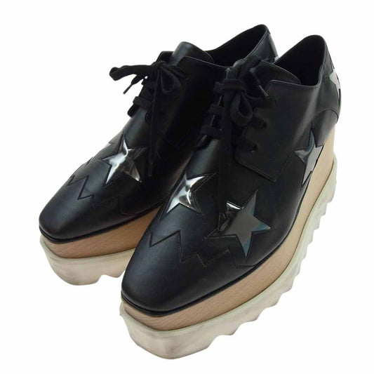 Stella McCartney ステラマッカートニー 363998 ELYSE STAR エリス 星柄  厚底 ウッドソール ローカット スニーカーシューズ ブラック系 38【中古】