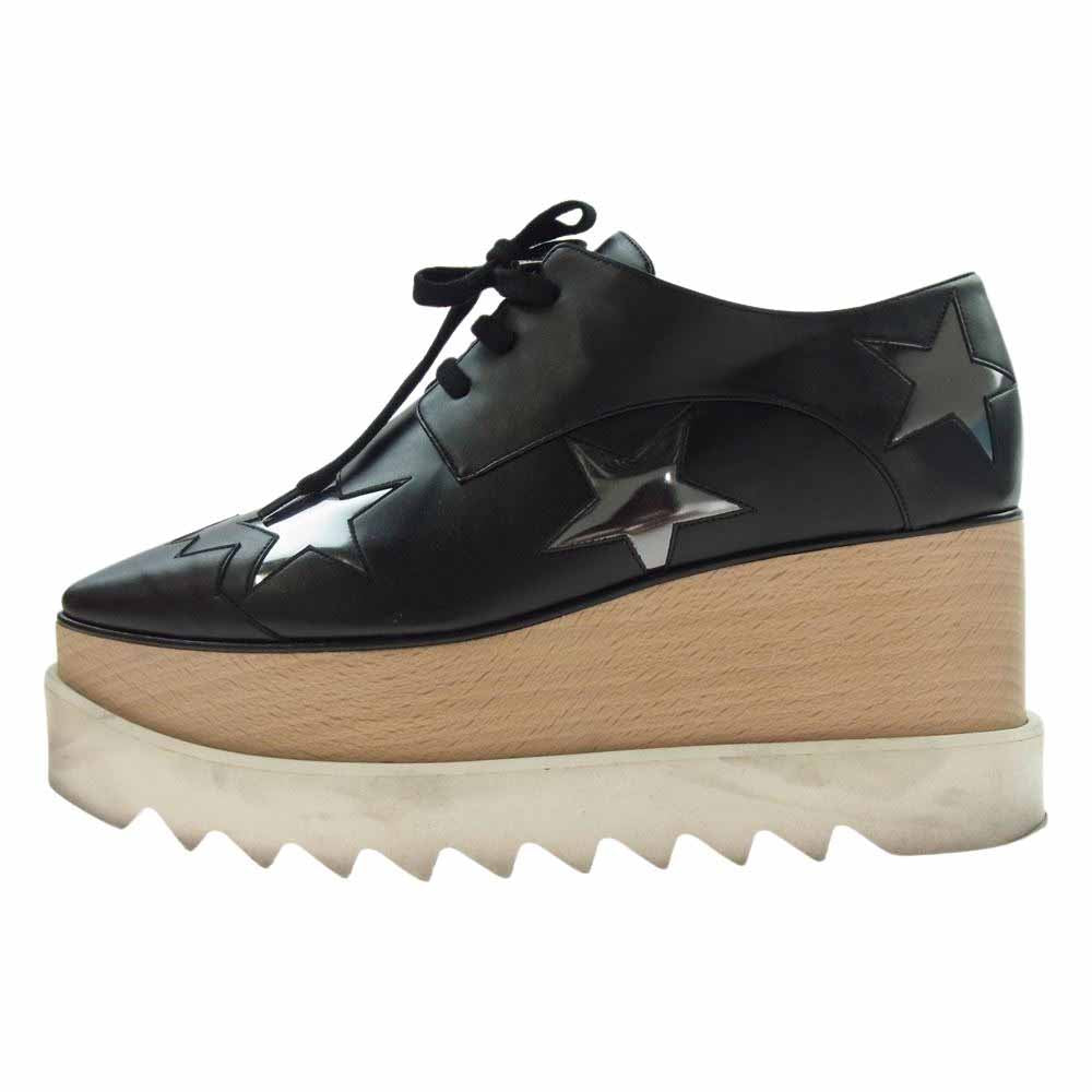 Stella McCartney ステラマッカートニー 363998 ELYSE STAR エリス 星柄  厚底 ウッドソール ローカット スニーカーシューズ ブラック系 38【中古】