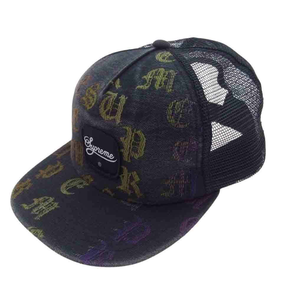 Supreme シュプリーム 22SS Gradient Jacquard Back 6Panel ジャガード ワッペン 6パネル メッシュ キャップ ブラック系【中古】