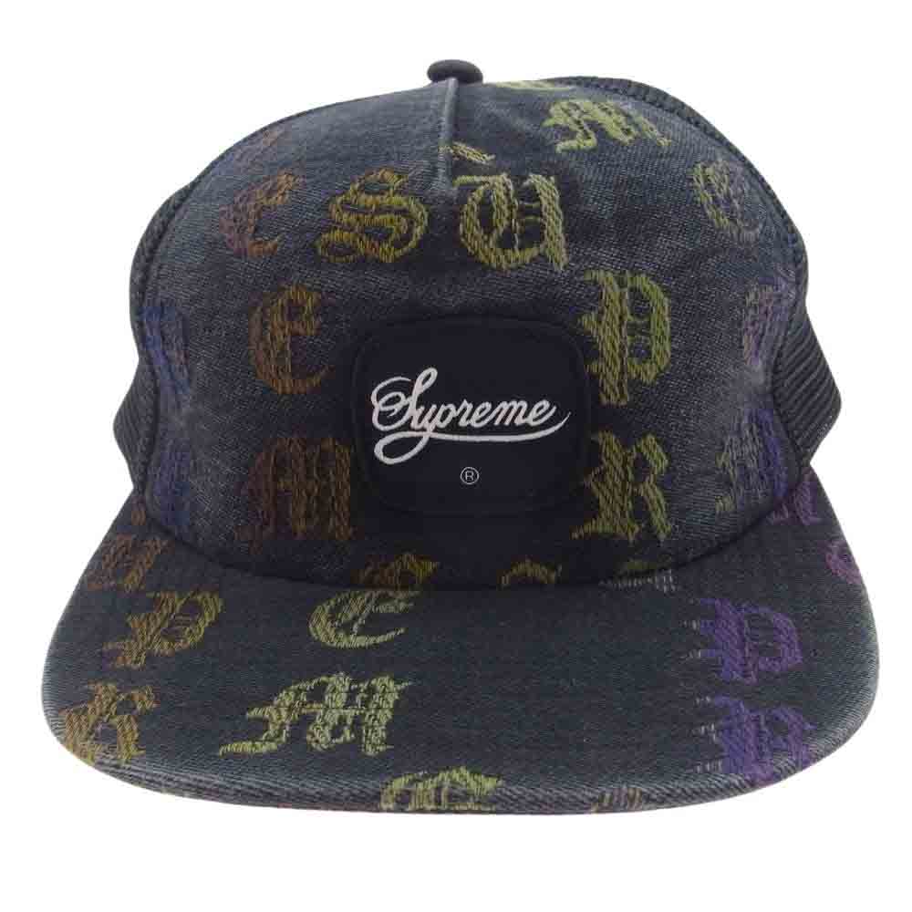 Supreme シュプリーム 22SS Gradient Jacquard Back 6Panel ジャガード ワッペン 6パネル メッシュ キャップ ブラック系【中古】