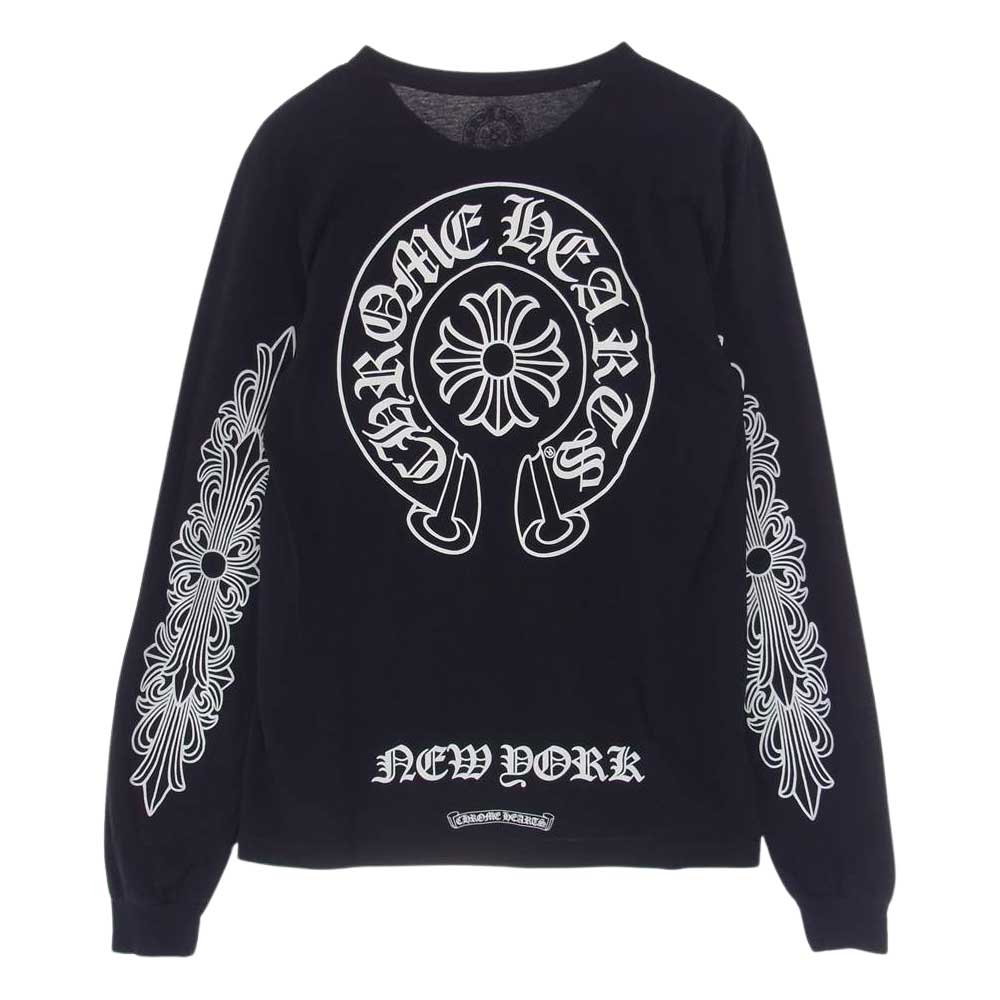 CHROME HEARTS クロムハーツ（原本無） バック ホース シュー バック プリント 長袖 Tシャツ カットソー ブラック系 M【中古】