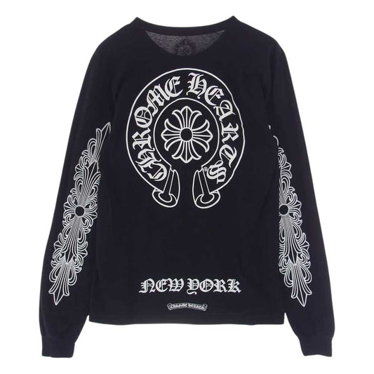CHROME HEARTS クロムハーツ（原本無） バック ホース シュー バック プリント 長袖 Tシャツ カットソー ブラック系 M【中古】