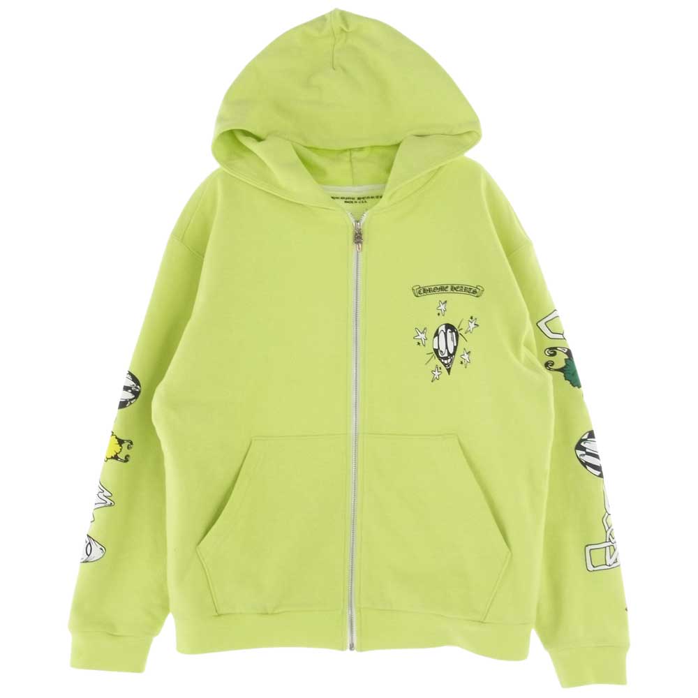 CHROME HEARTS クロムハーツ（原本無） MATTY BOY PPO LINK Zip Up Hoodie マッティボーイ リンク ジップアップ チェーンゲーム フーディー パーカー ライトグリーン系 ライムグリーン系 M【中古】