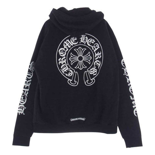 CHROME HEARTS クロムハーツ（原本無） SWTSHRT HD ZIP ホース シュー バック プリント ダガー ジップアップ パーカー ブラック系 M【中古】