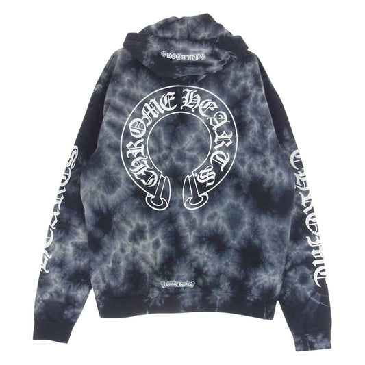 CHROME HEARTS クロムハーツ（原本無） Horseshoe Hoodie Black Tie Dye  ホースシュー フーディ  タイダイ プルオーバー パーカー ブラック系 M【中古】
