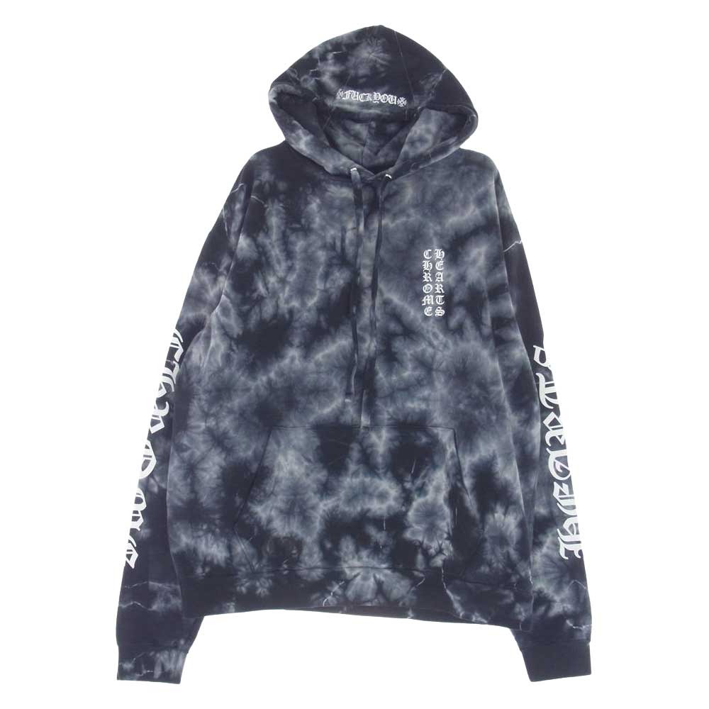 CHROME HEARTS クロムハーツ（原本無） Horseshoe Hoodie Black Tie Dye  ホースシュー フーディ  タイダイ プルオーバー パーカー ブラック系 M【中古】