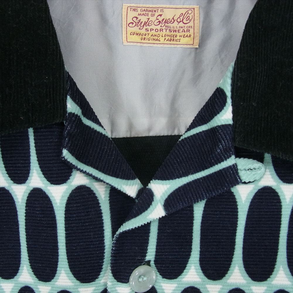 STYLE EYES スタイルアイズ SE29170 Mid 1950s Style Corduroy Sports Shirt ELVIS DOT コーデュロイ スポーツ シャツ ドット柄 ライトグリーン系 L【中古】