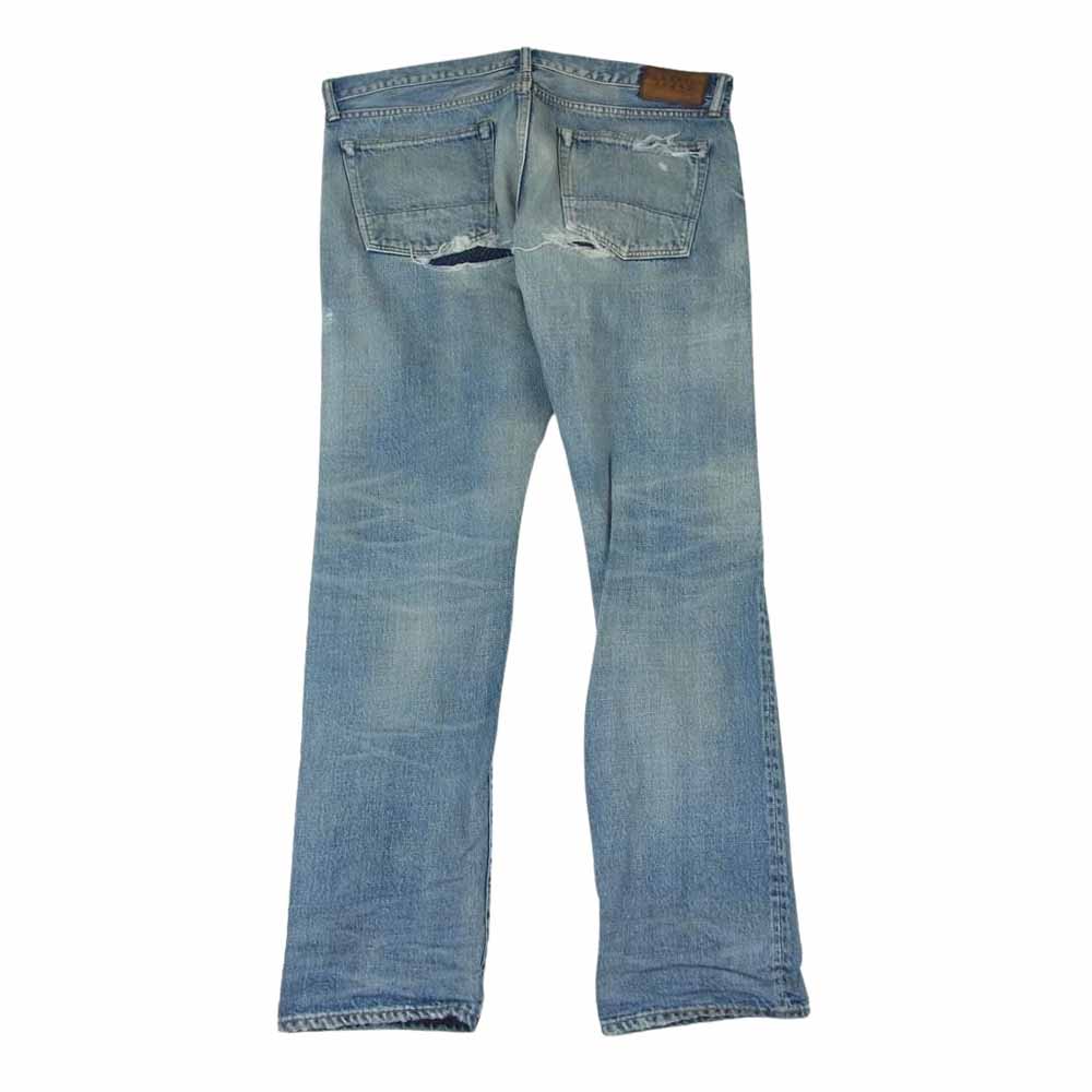 ファブリックブランド ダメージ加工 デニム パンツ ジーンズ インディゴブルー系 34/32【中古】