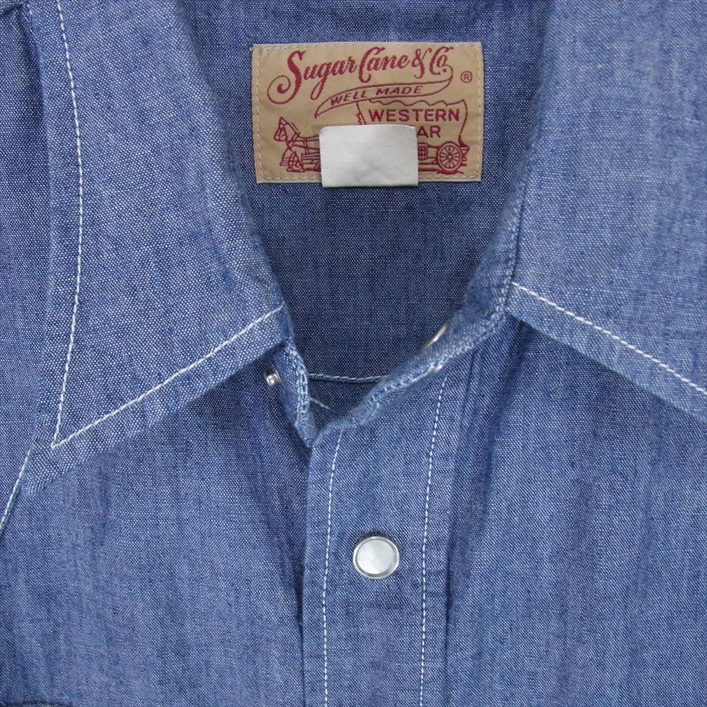 SUGAR CANE シュガーケーン SC28191 シャンブレー ウエスタン 長袖 シャツ ブルー系 16【中古】