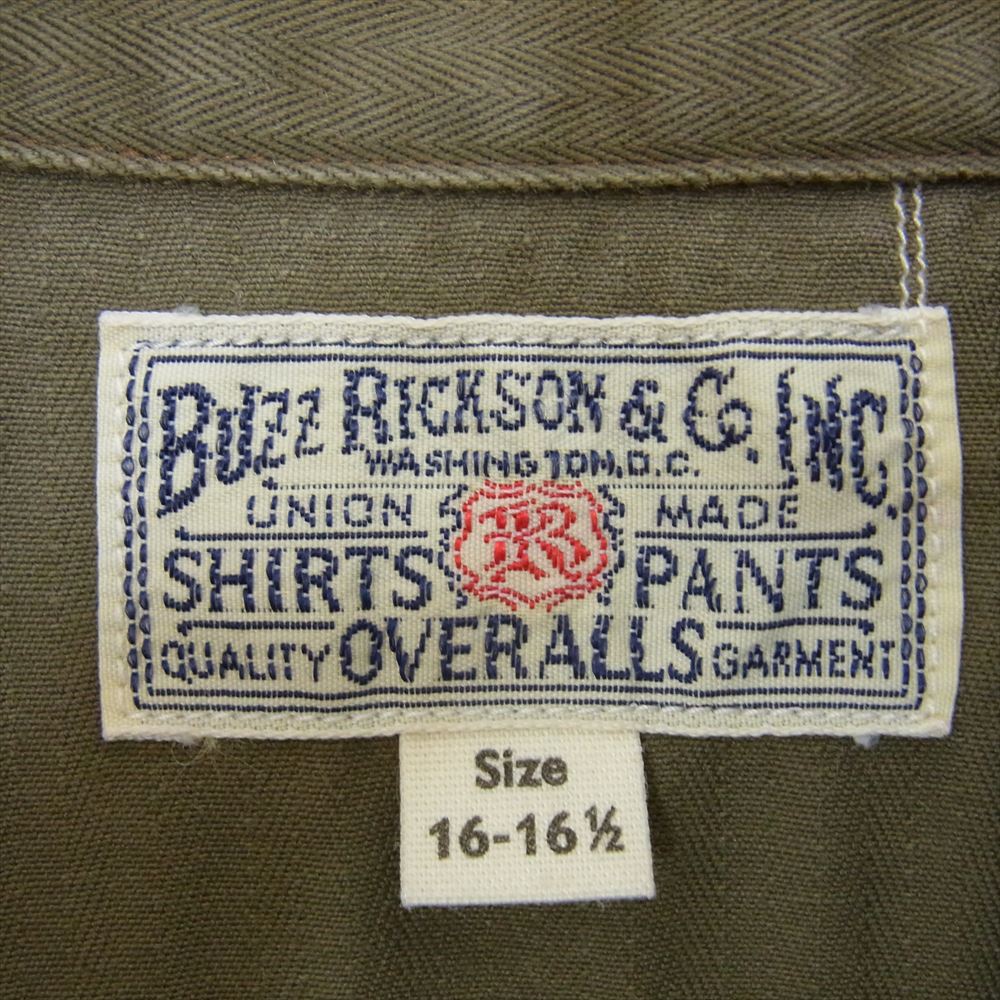 Buzz Rickson's バズリクソンズ BR26081 HERRINGBONE WORK SHIRT ヘリンボーン ワーク 長袖 シャツ カーキ系 16 16 1/2【中古】