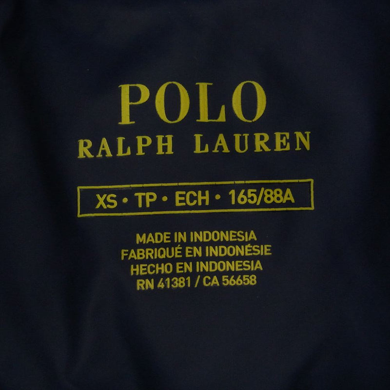 POLO RALPH LAUREN ポロ・ラルフローレン 刺繍 ロゴ フーディ ダウン ジャケット グリーン系 ネイビー系 XS【中古】