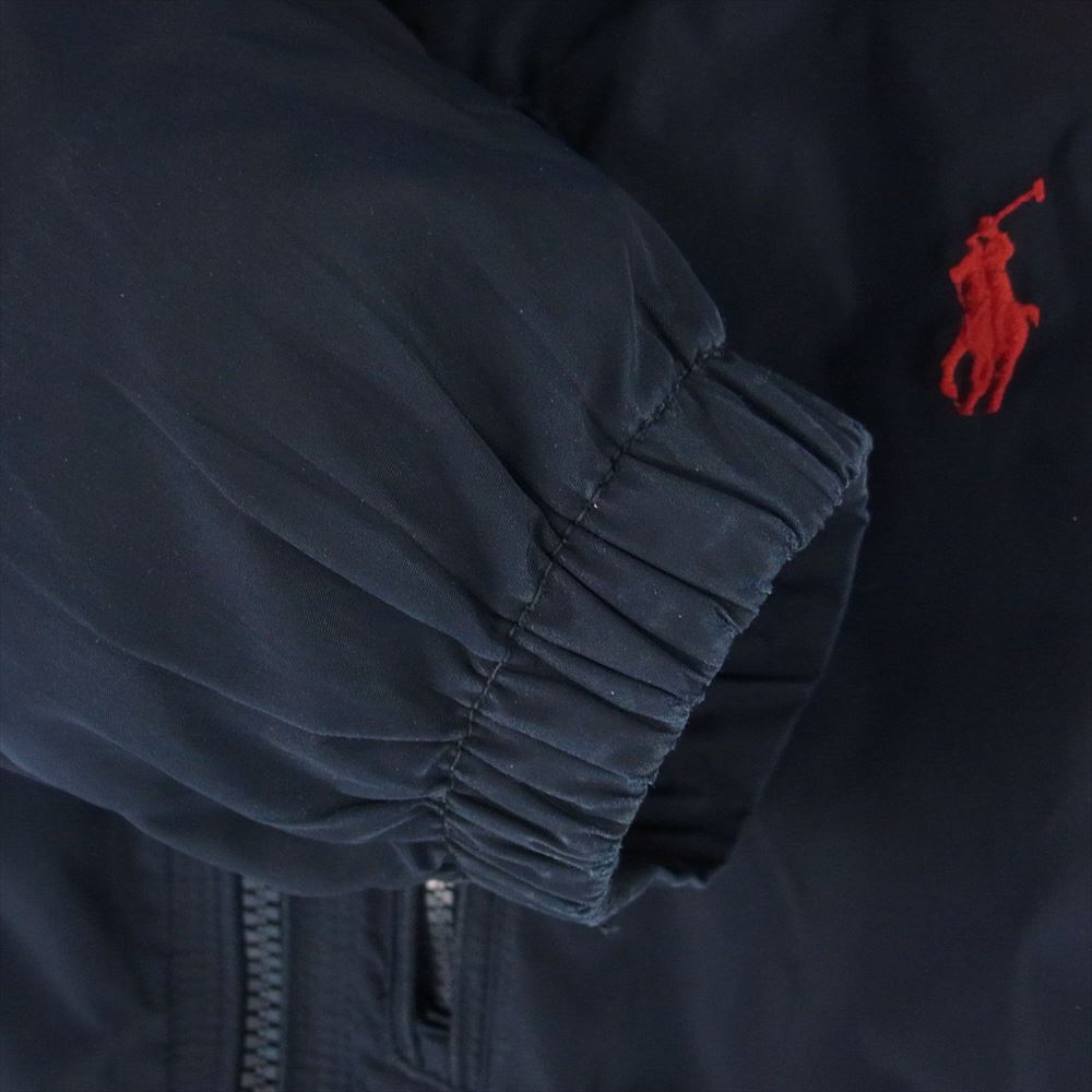 POLO RALPH LAUREN ポロ・ラルフローレン 刺繍 ロゴ ナイロン パーカ ダウン ジャケット ネイビー系 M【中古】