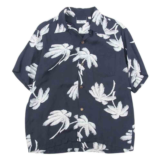 SUN SURF サンサーフ SS36012 COCO PALMS ヤシの木 レーヨン オープンカラー 半袖 シャツ アロハシャツ ネイビー系 L【中古】