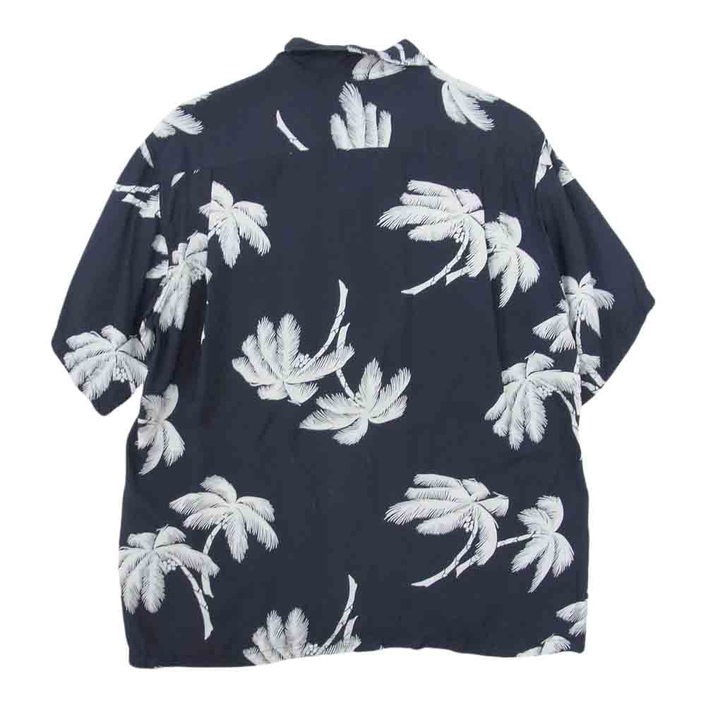 SUN SURF サンサーフ SS36012 COCO PALMS ヤシの木 レーヨン オープンカラー 半袖 シャツ アロハシャツ ネイビー系 L【中古】