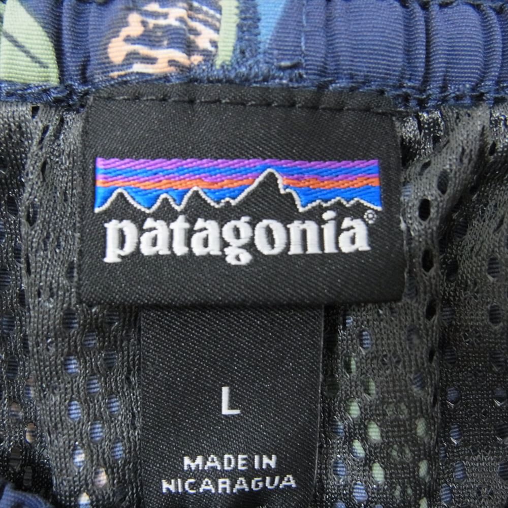 patagonia パタゴニア 19SS 58034SP19 BAGGIES SHORTS バギーズショーツ 7インチ 鳥 花柄 総柄 ハーフパンツ ネイビー系 L【中古】