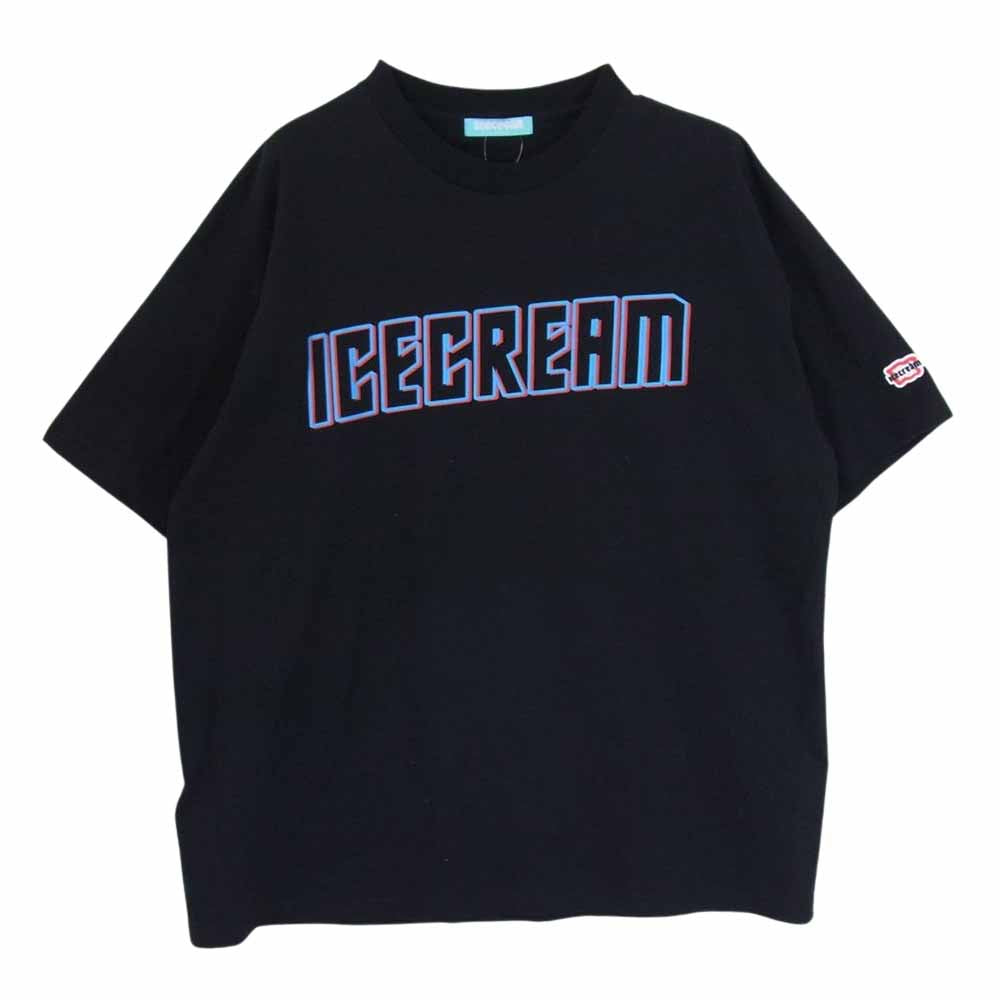 ICE CREAM アイスクリーム ブランド ロゴ 丸首 クルーネック 半袖 Tシャツ ブラック系 サイズ表記無【中古】
