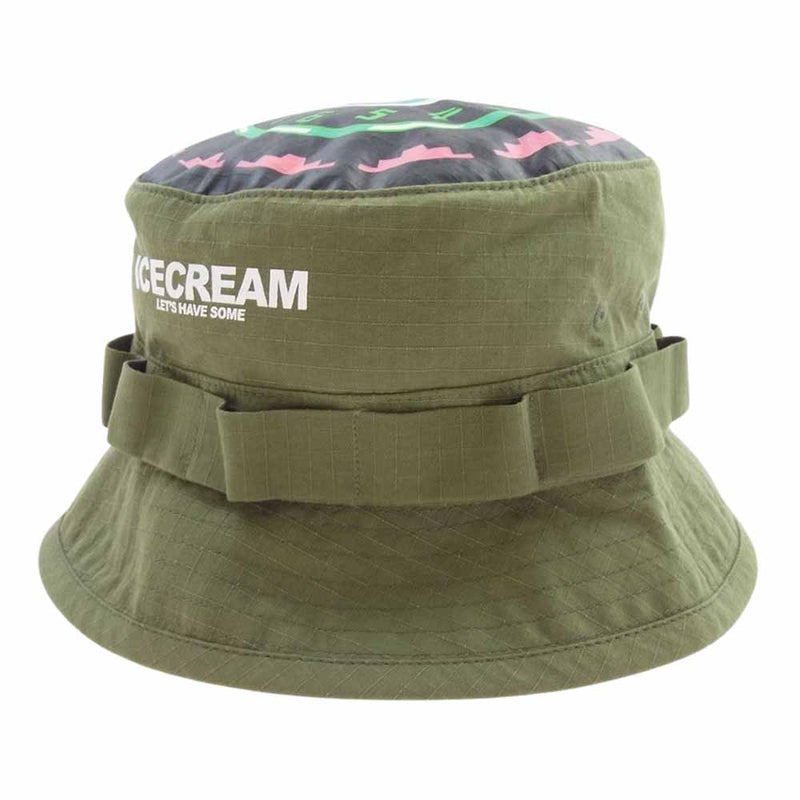 ICE CREAM アイスクリーム 411-1803 Buy Icecream Army Bucket Hat アーミー バケット ハット グリーン系 S/M【中古】