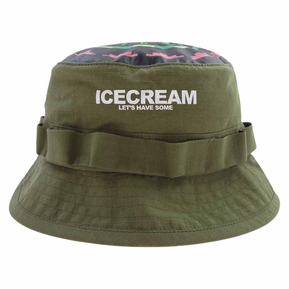 ICE CREAM アイスクリーム 411-1803 Buy Icecream Army Bucket Hat アーミー バケット ハット グリーン系 S/M【中古】