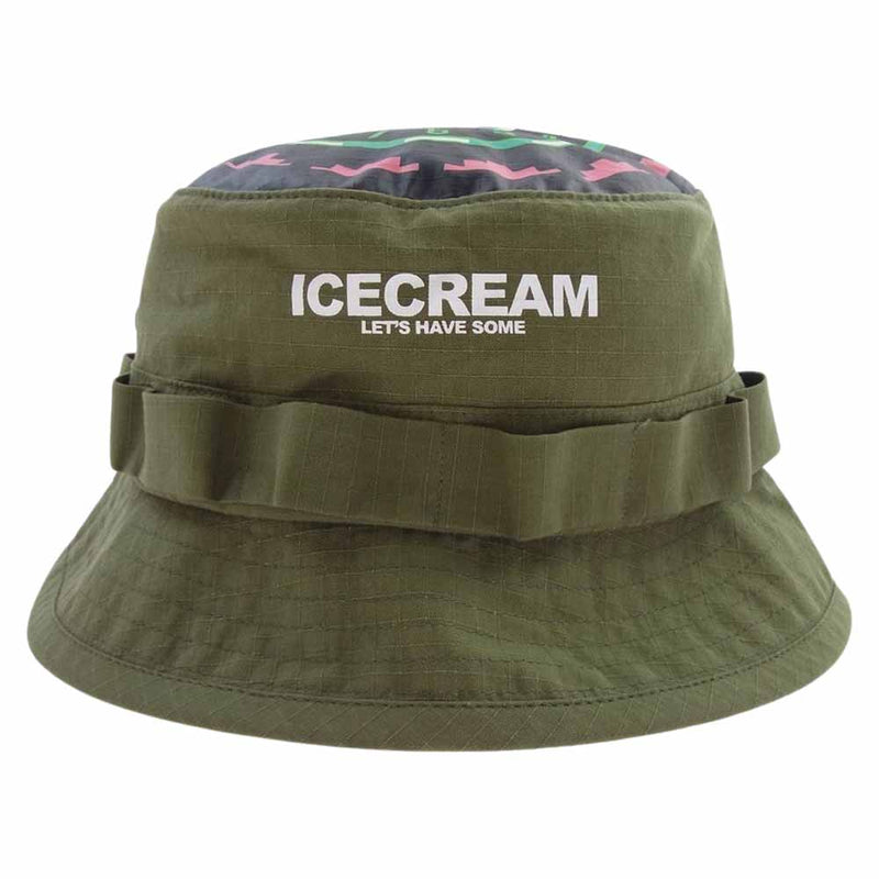 ICE CREAM アイスクリーム 411-1803 Buy Icecream Army Bucket Hat アーミー バケット ハット グリーン系 S/M【中古】