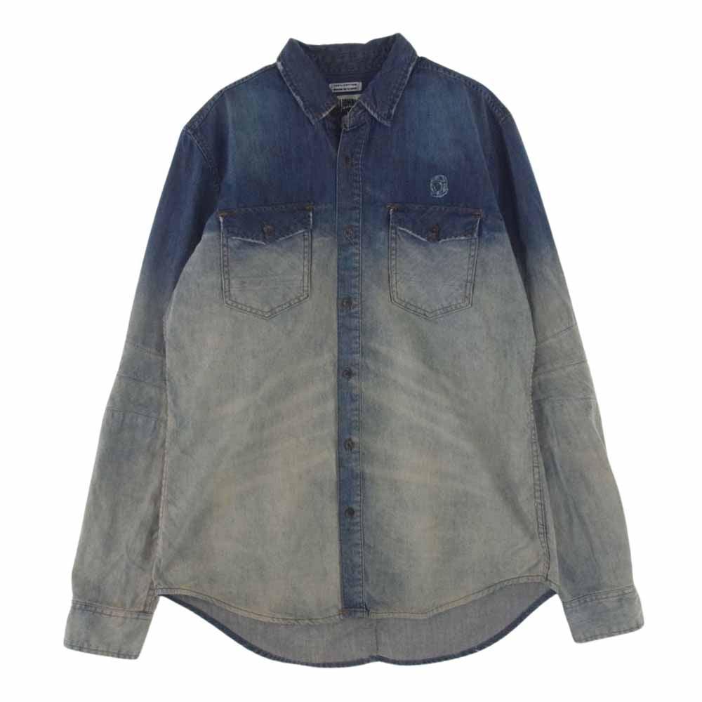 Billionaire Boys Club ビリオネアボーイズクラブ DENIM SHIRT グラデーション ロゴ デニム 長袖 シャツ インディゴブルー系 M【中古】