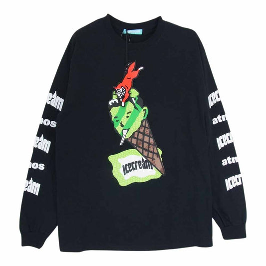ICE CREAM アイスクリーム BILLIONAIRE BOYS CLUB ビリオネア ボーイズ クラブ × ATMOS EX CON  アトモス エクス クルーシブ プリント 長袖 Tシャツ ブラック系 M【美品】【中古】