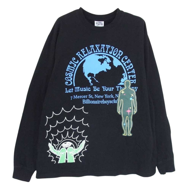 Billionaire Boys Club ビリオネアボーイズクラブ COSMIC L/S T-SHIRT コズミック プリント 長袖 Tシャツ ブラック系 M【中古】