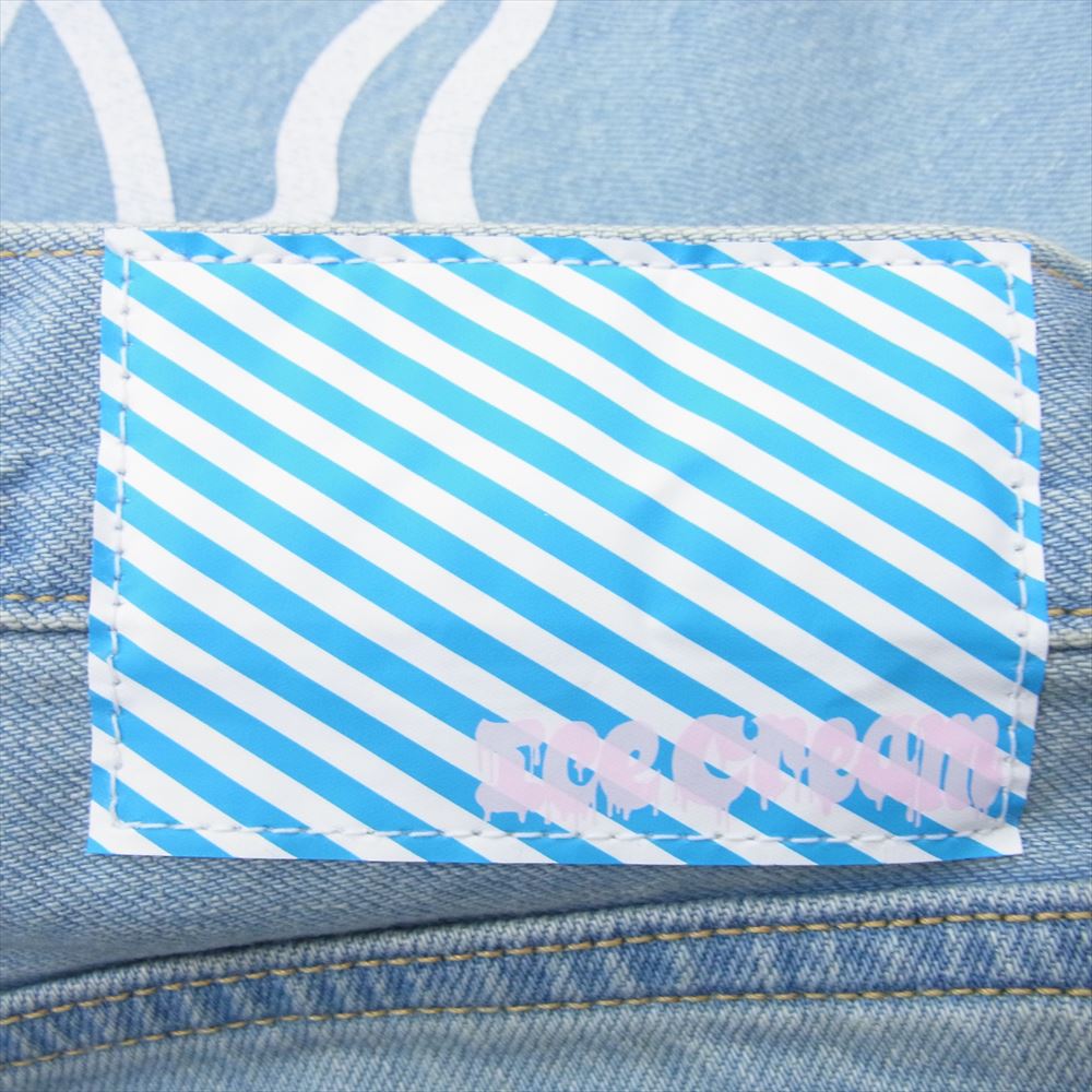 ICE CREAM アイスクリーム ICJP223P001 BBC WASHED DENIM PANTS ペイント ウォッシュド デニム パンツ インディゴブルー系 S【中古】