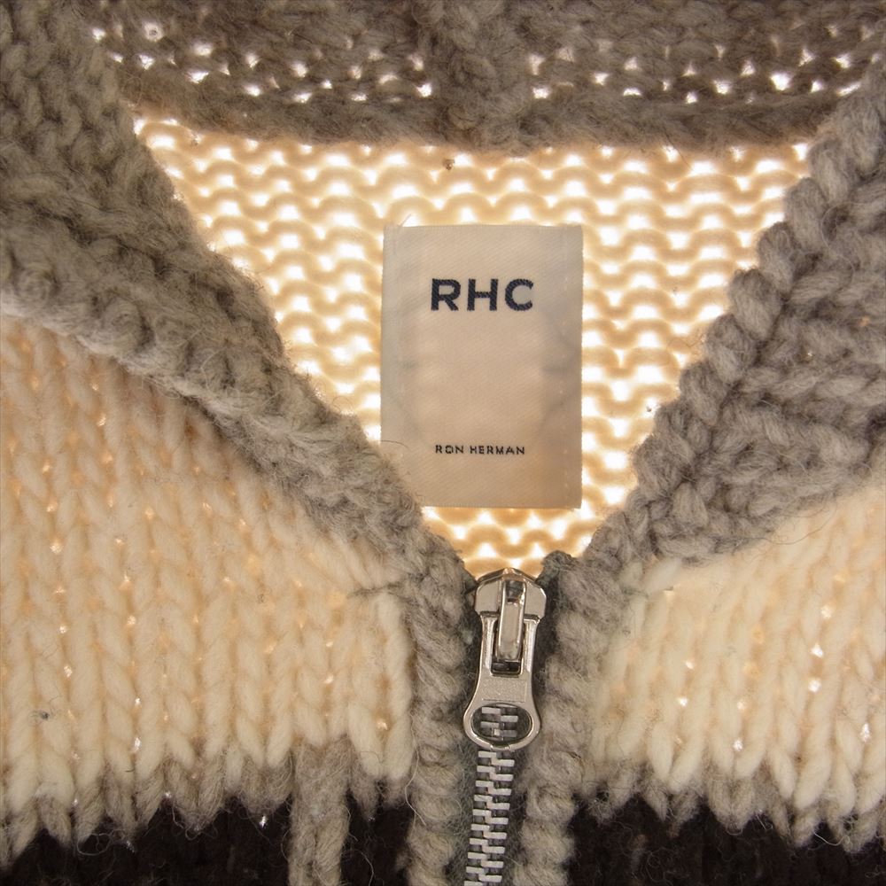 Ron Herman ロンハーマン 3020800053 RHC フーデット ウール カウチン ニット ジップアップ ジャケット グレー系 L【中古】