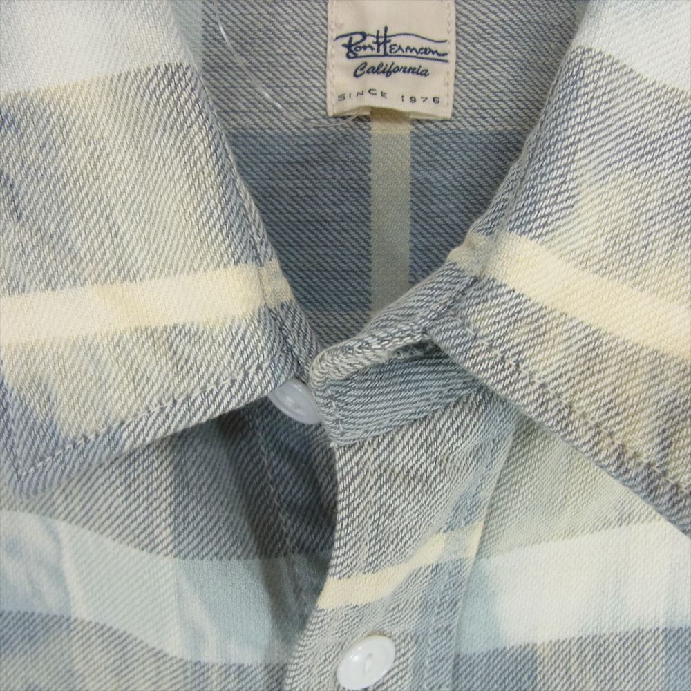Ron Herman ロンハーマン 2920700069 Bleach Check shirt ブリーチ加工 コットン チェック ネル 長袖 シャツ M【中古】
