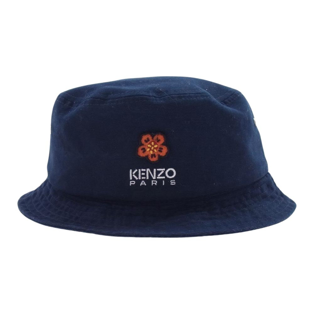KENZO ケンゾー 22AW FC65AC404F33 Boke Flower Crest BUCKET HAT ロゴ刺繍 ボケフラワー クレスト バケット ハット 帽子 ネイビー系 L【中古】