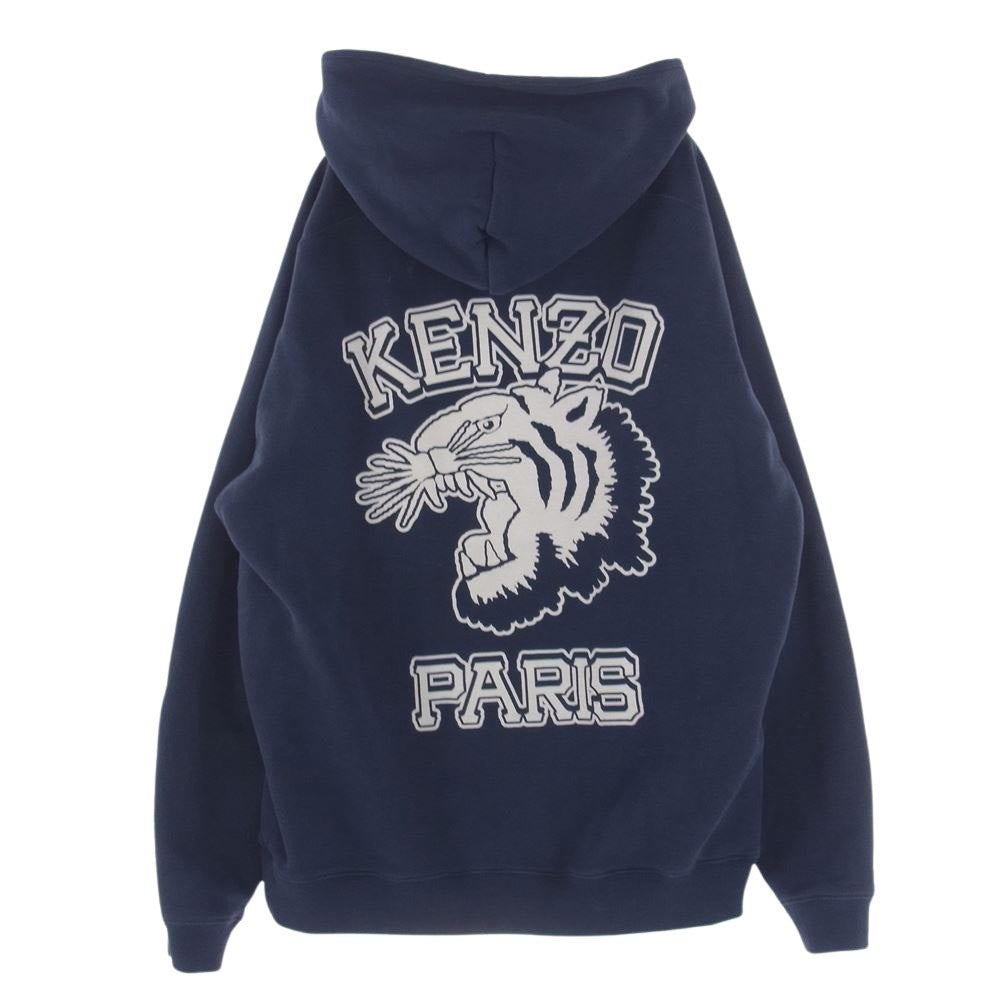 KENZO ケンゾー 22AW SEASONAL GRAPHIC HOODIE 1970 ロゴ プリント グラフィック フーディー パーカー ネイビー系 USXL【中古】