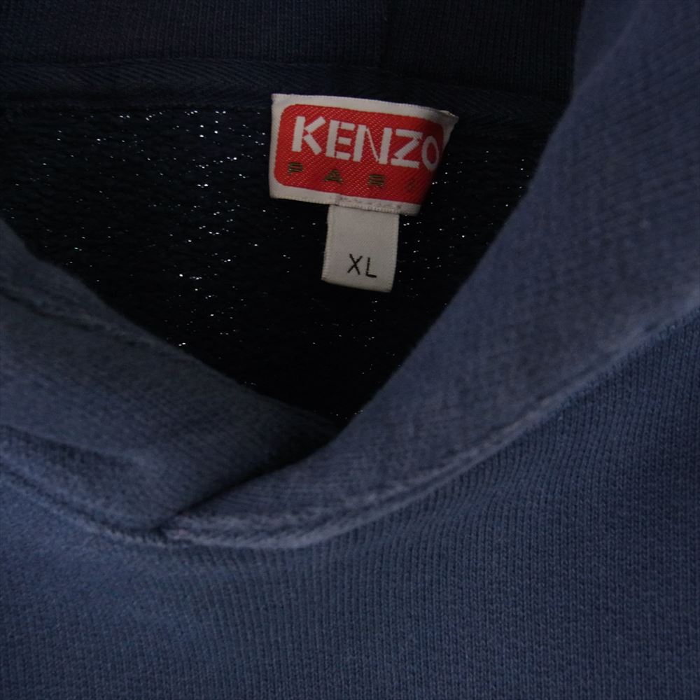 KENZO ケンゾー 22AW SEASONAL GRAPHIC HOODIE 1970 ロゴ プリント グラフィック フーディー パーカー ネイビー系 USXL【中古】