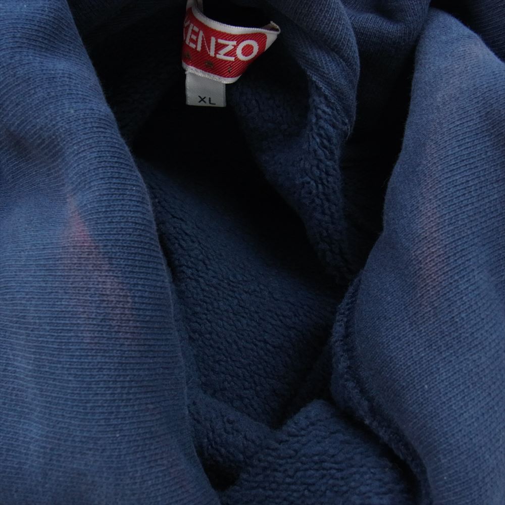 KENZO ケンゾー 22AW SEASONAL GRAPHIC HOODIE 1970 ロゴ プリント グラフィック フーディー パーカー ネイビー系 USXL【中古】